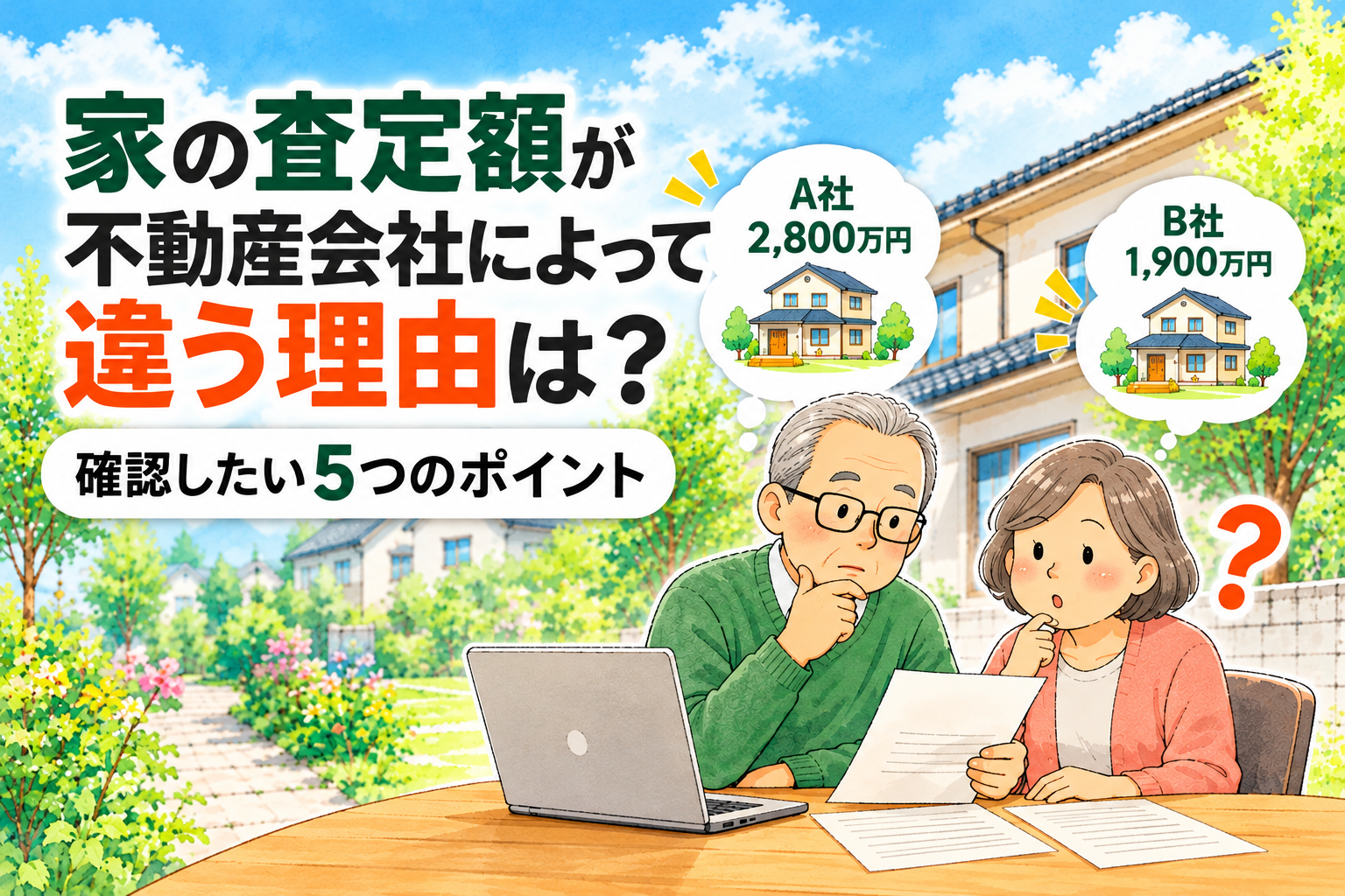 家の査定額が不動産会社によって違う理由は?確認したい5つのポイント